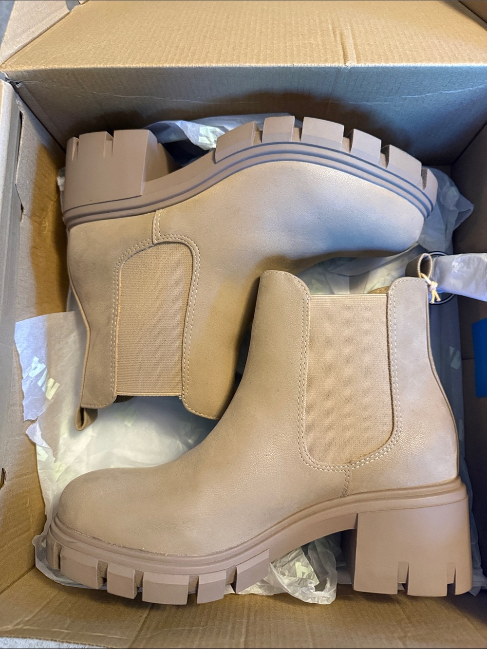 MIA Chunky Chelsea Ankle Boots in Taupe